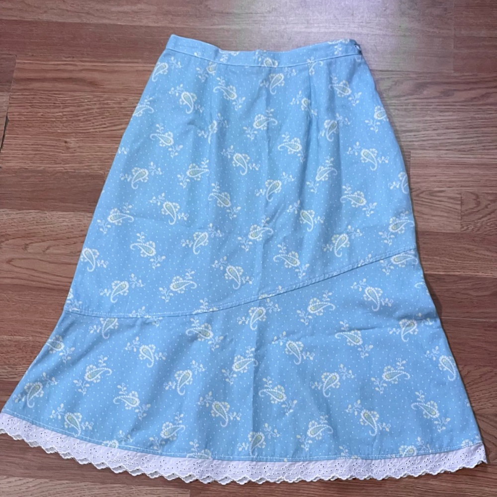 Alex & Avery cowboy blue paisley print skirt